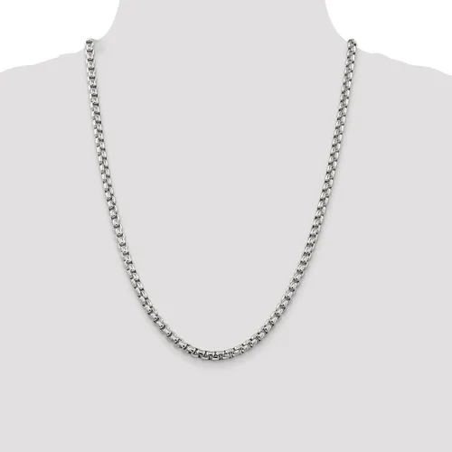 Miniatura 4 de IceCarats Collar de cadena de eslabones redondos de plata de ley 925 de 0.205 in
