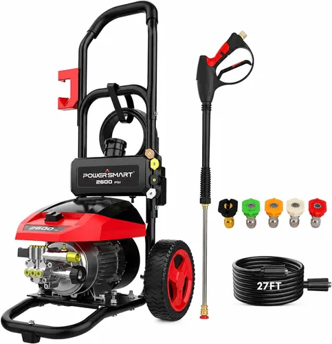 PowerSmart DB1002 - Lavadora a presión eléctrica de 2600 PSI con motor sin escobillas de inducción, limpiador de alta presión de 3.0 GPM, 5