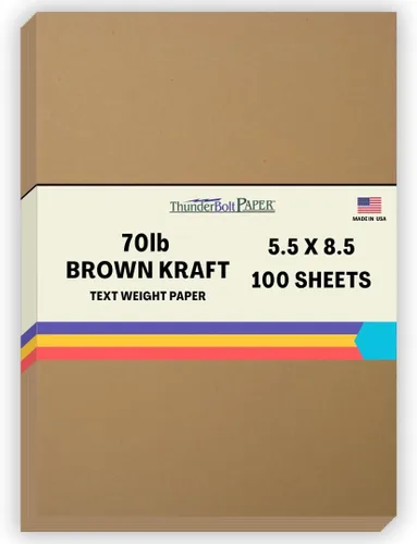Miniatura 18 de 50 hojas de papel de fibra kraft marrón con texto 28/70 # (no tarjeta/cubierta), 4.25 x 11 pulgadas, tamaño media carta, corte largo, peso de 70