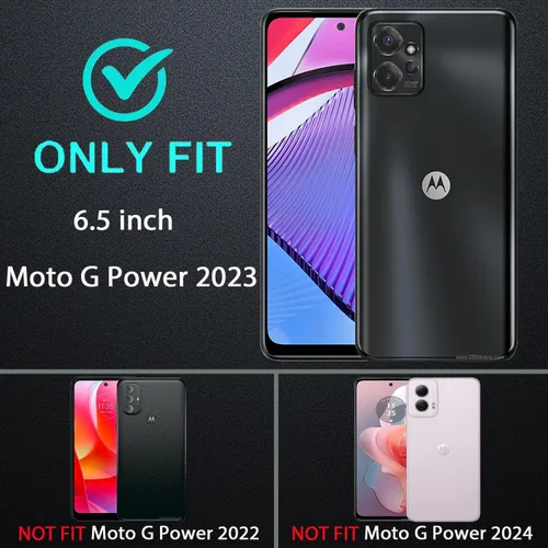 Miniatura 2 de Funda para Moto G Power 5G 2023 con cubierta deslizante para cámara y 2 protectores de pantalla HD, soporte de anillo de rotación de 360°