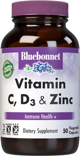 Miniatura 8 de Bluebonnet Nutrición Vitamina C, D3 y zinc, para la salud inmunológica y la función respiratoria*, sin soja, sin gluten, sin OMG, certificado