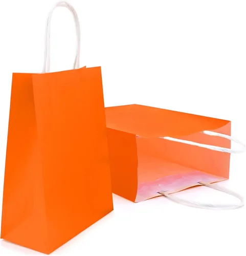 Miniatura 8 de YADIAN 12 bolsas de regalo de papel kraft con asa, bolsas de regalo azules de tamaño pequeño para Halloween, Navidad, cumpleaños, bodas
