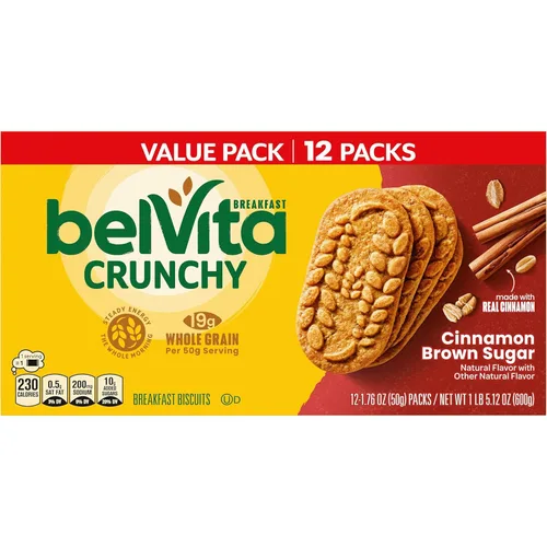 Miniatura 16 de belVita Galletas de desayuno con canela y azúcar morena, 12 paquetes (4 galletas por paquete)