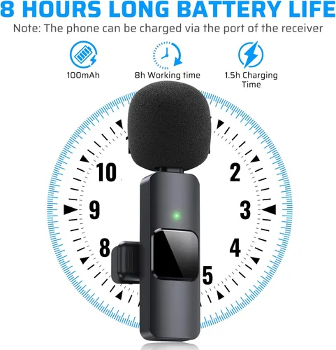 Miniatura 5 de Micrófono Lavalier inalámbrico dual para iPhone, iPad, perfecto para videoconferencias, grabación y transmisión en vivo