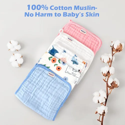 Miniatura 4 de Maliton - Paquete de 6 paños de muselina para eructos para bebé niña, grandes, 20 x 10 pulgadas, 100 % algodón, absorbentes y suaves, 6 capas, paño
