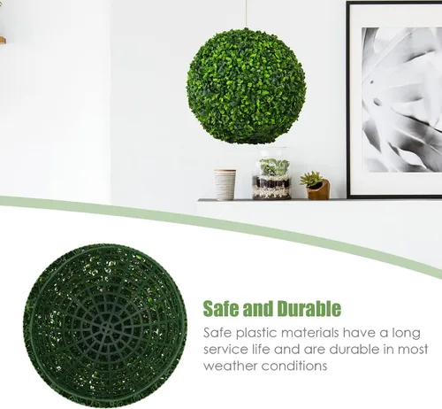 Miniatura 3 de Goplus 2 bolas topiarias artificiales de 15.7 pulgadas, bolas redondas de boj de imitación para exteriores, esferas de jardín decorativas
