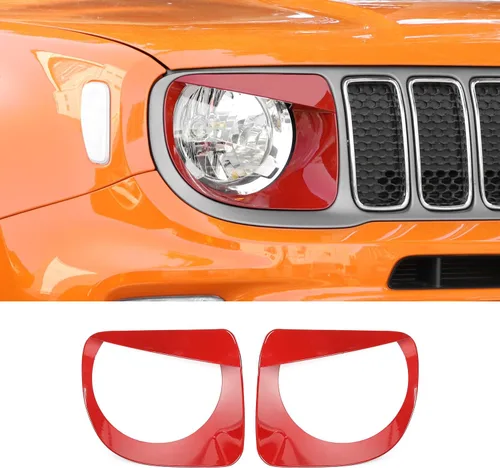 Miniatura 8 de CheroCar Cubierta para faro delantero, biseles de faros delanteros, anillo para Jeep Renegade 2019-2024, color negro