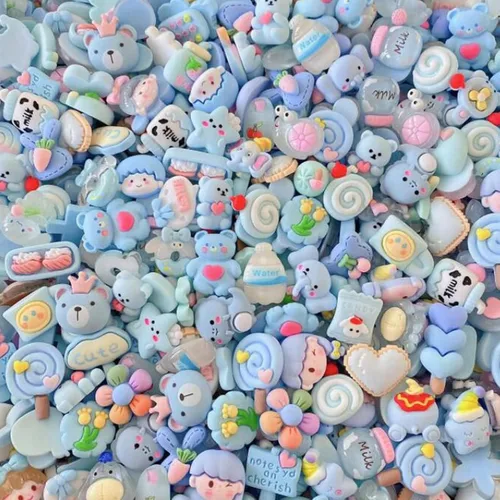 Juego de 50 dijes de slime de resina para hacer manualidades de Pascua, cuentas de resina con parte trasera plana, suministros para manualidades,