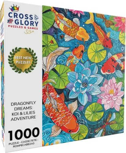 Miniatura 2 de Cross & Glory - Dragonfly Dreams: Koi & Lilies Adventure - Rompecabezas de 1000 piezas para adultos Temático único de la naturaleza Arte vibrante