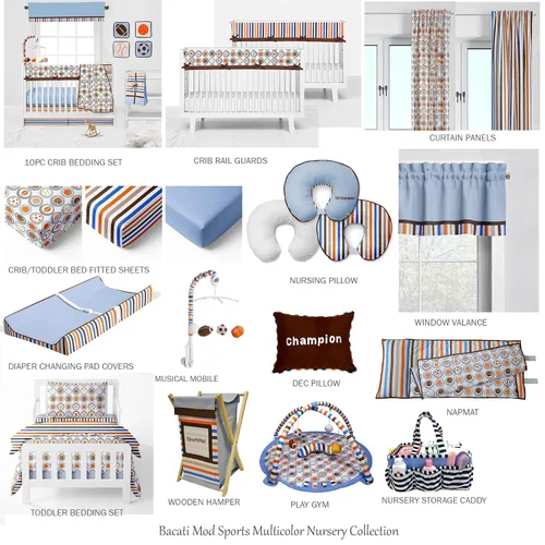 Miniatura 6 de Bacati - El juego de sábanas Mod Sports Blue de 3 piezas incluye sábana bajera, sábana encimera y funda de almohada para cama infantil estándar