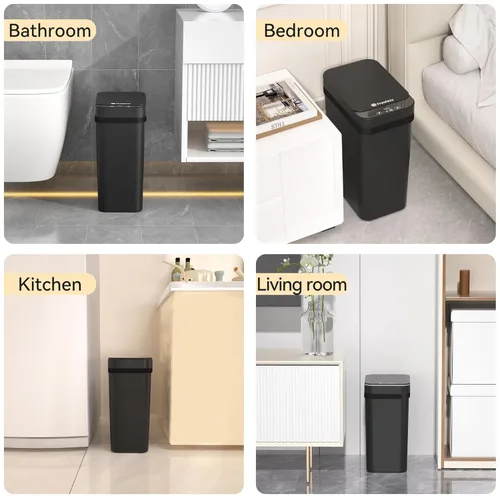 Miniatura 7 de FRESHLIX Paquete de 3 cubetas de basura para baño 2.6 galones, cubetas de basura automáticas delgadas sin contacto con sensor de movimiento, cubetas