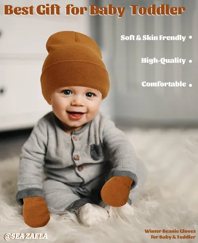 Miniatura 3 de Conjunto de sombreros y mitones para bebé, gorro de hospital, guantes para recién nacidos, para bebés, niños y niñas