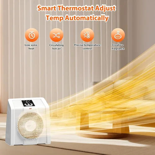 Miniatura 5 de HEATIT Calentador de espacio para interiores, pantalla digital con termostato, temporizador de 1-12 horas, modo de ventilador, 1500 W/750 W, Blanco