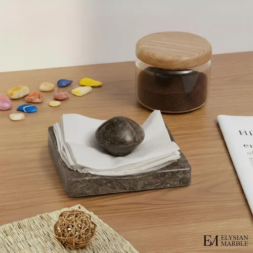 Miniatura 4 de Servilletero de cóctel de mármol con peso, moderno servilletero cuadrado para mesa, servilletero pesado decorativo para comedor en interiores