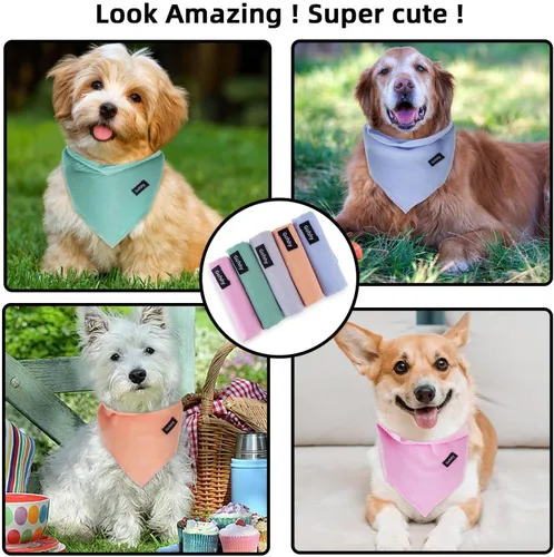 Miniatura 7 de Bandanas de San Valentín para perro, diseño de rayas rosadas, pechera ajustable para razas de perro, lindo pañuelo de algodón para perros pequeños