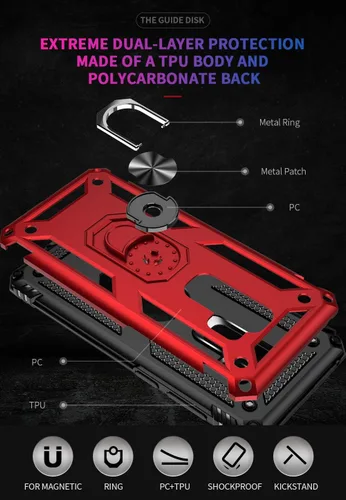 Miniatura 7 de Funda de grado militar para Samsung Galaxy S9 Plus 360 con anillo giratorio de metal con soporte magnético para montaje en automóvil, protección Azul