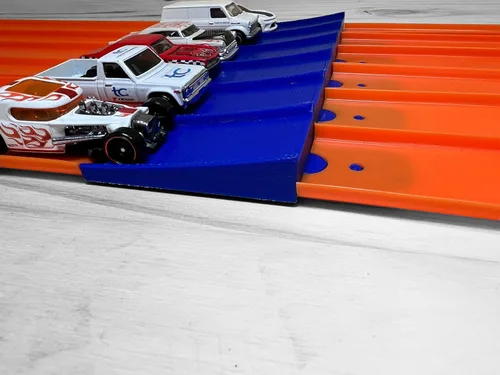 Miniatura 4 de 6 carriles de salto Compatible con el juego de pista de carreras de 6 carriles Super Hot Wheels Parada de 6 carriles (Azul)