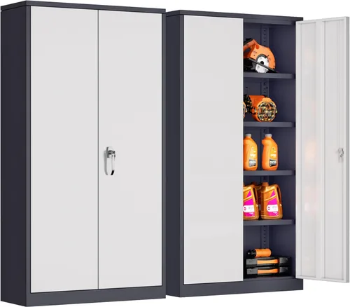 Miniatura 30 de INTERGREAT Armario de almacenamiento de metal con cerradura, gabinete de almacenamiento de metal con cerradura de 72 pulgadas de alto con puertas