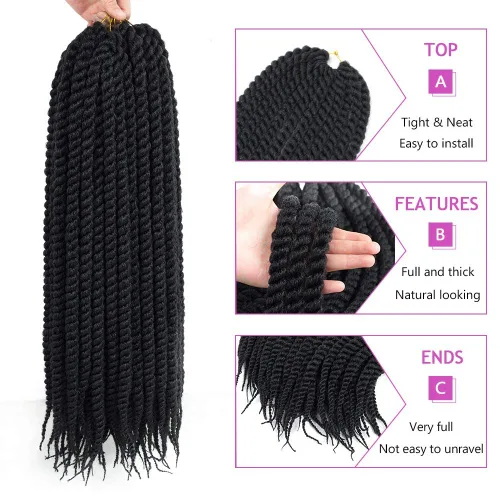 Miniatura 4 de Admutty Havana Twist - Cabello de ganchillo senegalés jumbo pre-enlazado, pelo sintético trenzado para mujer, suave y ligero, trenzas de ganchillo