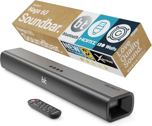 Majority Barra de sonido de TV Bluetooth de 120 W para Smart TV, 24 pulgadas, 2.1 canales, sonido 3D con subwoofer integrado, control de