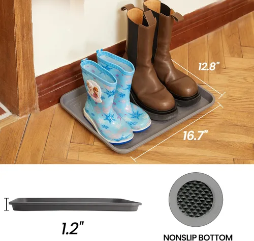 Miniatura 2 de Bandeja de botas para entrada en interiores, bandeja resistente para zapatos, 2 paquetes, 16.7 x 12.8 pulgadas, bandejas impermeables para zapatos