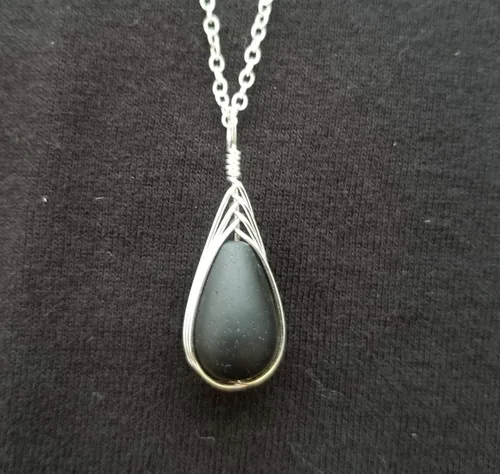 Miniatura 36 de Yinahawaii Collar de cristal de mar hecho a mano, joyería hawaiana para mujer, collar de lágrima trenzada, joyería única de cristal de mar