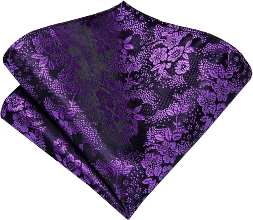 Miniatura 323 de Hi-Tie Corbata clásica de cachemira para hombre con pañuelo y gemelos a cuadros