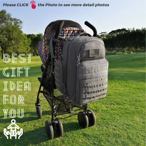 Miniatura 8 de DBTAC - Mochila para pañales para papá, bolsa de pañales grande para hombre con cambiador, bolsillos aislados+para limpiar, correas para cochecito