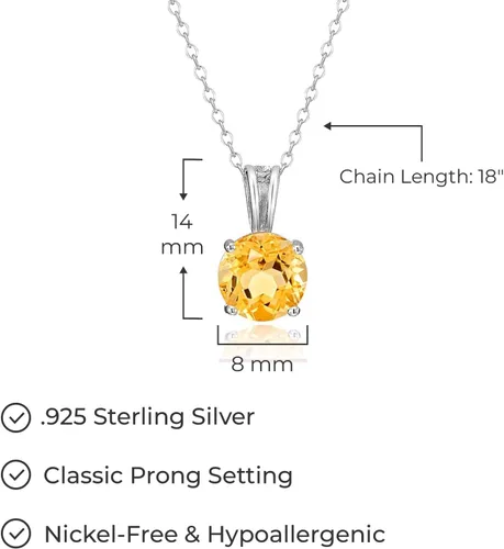 Miniatura 20 de Amazon Essentials Collar con colgante de piedra natal de corte redondo de plata de ley de 18 pulgadas (anteriormente colección Amazon)