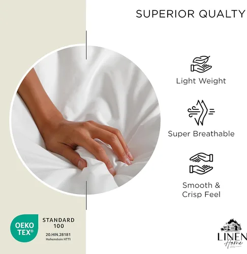 Miniatura 5 de Sábanas de 100% algodón percal, tamaño King, 1 sábana encimera, ropa de cama fresca, resistente y transpirable, crema