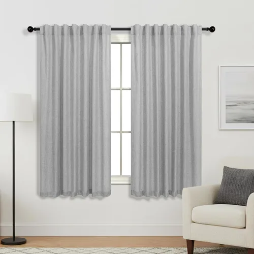 Miniatura 35 de KOUFALL Cortinas de lino azul marino de 84 pulgadas de largo, cortinas transparentes azul oscuro para sala de estar y dormitorio, medianoche