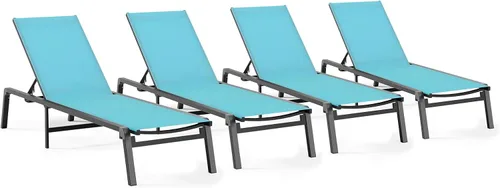 Miniatura 37 de Tumbona de Aluminio para Exteriores - Silla de Descanso Plegable y de Montaje Libre para Exteriores con 5 Respaldos Ajustables, Silla de Patio