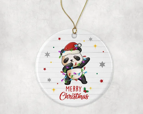 Adorno de panda de Feliz Navidad, adorno de Navidad 2024, adorno de luz de Navidad de panda, adorno de Navidad para niños, adorno de Navidad animal