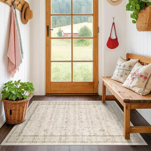 Miniatura 208 de Alfombra Boho Negra para Sala de Estar - Alfombra de Área Lavable de 10x14 Pies, Alfombras de Comedor para Debajo de la Mesa, Alfombra Suave de Pelo