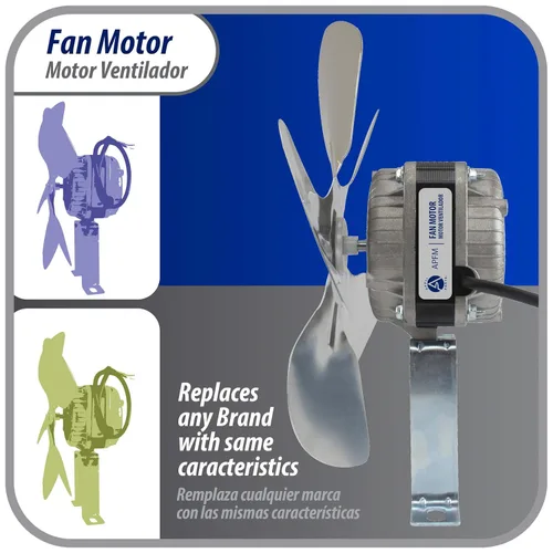 Miniatura 6 de Appli Parts APFM-101E - Motor de condensador y evaporador de refrigeración de 10 W, 115 V, 60 Hz, 0,65 A, 1450 rpm, incluye base y hoja