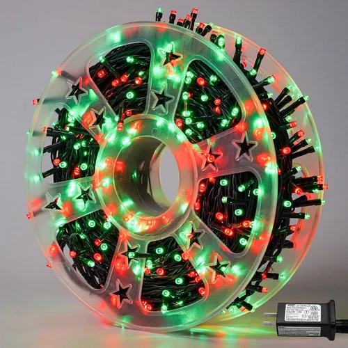 Miniatura 35 de QITONG Guirnalda de 500 luces LED de Navidad de 165 pies para exteriores, impermeable, luces multicolor con 8 modos, cable verde, luces parpadeantes