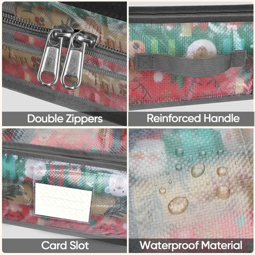 Miniatura 3 de BALEINE Bolsa de almacenamiento de papel de regalo de Navidad, bolsa de almacenamiento de polietileno duradera de 40 pulgadas con particiones