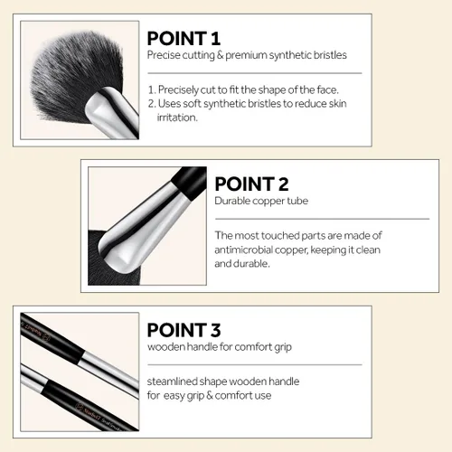 Miniatura 5 de STUDIO17 Brocha de base para maquillaje Brocha de maquillaje profesional con cerdas sintéticas de primera calidad Brochas de maquillaje coreanas
