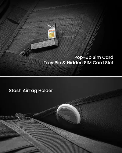 Miniatura 4 de tomtoc Soporte para pasaporte familiar con un soporte para tarjeta SIM y pasador de expulsión, cartera de viaje con bloqueo RFID y tarjetero