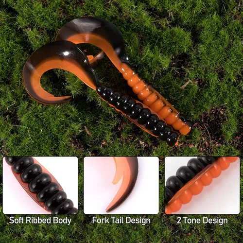 Miniatura 3 de Dr.Fish Señuelos de pesca blandos, cebos de plástico suave de 3 pulgadas, cebos de gusano Swimbaits de cinta, cola de cebo de sábalo para pesca