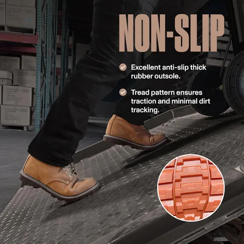 Miniatura 5 de Botas de trabajo para hombre con puntera suave, botas de cuero de 6 pulgadas para construcción, suela de goma, botas de trabajo para hombre, botas