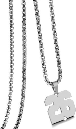 Miniatura 18 de Collar de Número Dorado para Hombre, Cadena de Acero Inoxidable con Colgante de Número para Atletas, Joyería Deportiva Personalizada para Niños