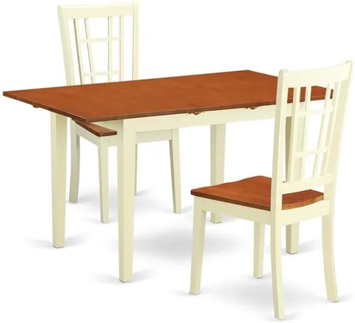 Miniatura 11 de East West Furniture NONI5-WHI-W - Juego de mesa de cocina de 5 piezas para 4 personas, incluye una mesa de comedor rectangular con hojas de mariposa