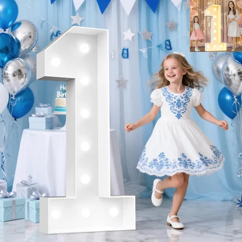 Miniatura 48 de Pooqla Letras de marquesina iluminadas de 3 pies, letras de marquesina con luz LED blanca fría y blanca cálida, letras de mosaico gigante para Letra