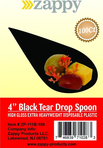 Miniatura 5 de Zappy - Mini cuchara para aperitivos/Cucharas para cata/Plato de postre asiático, 100 unidades, Negro