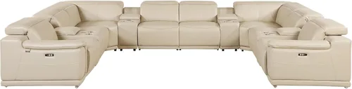 Miniatura 4 de BlackJack Furniture Venice - Juego de sofá reclinable seccional de cuero italiano de grano superior de 12 piezas con 4 reclinables eléctricos