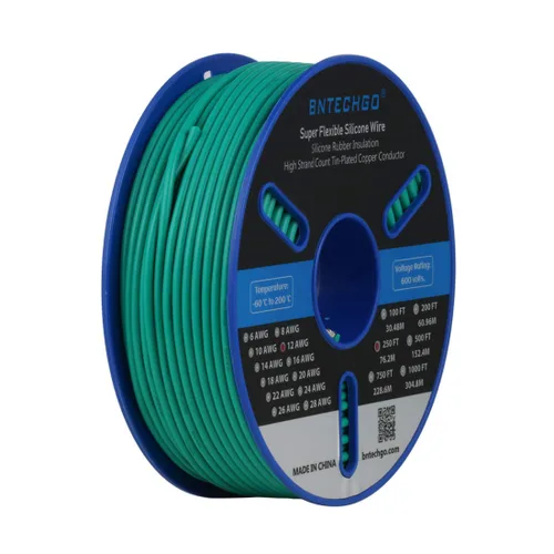 Miniatura 20 de BNTECHGO Carrete de alambre de silicona calibre 12, 50 pies, color marrón, flexible, 12 AWG, alambre de cobre estañado trenzado