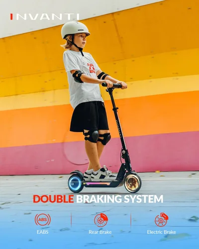 Miniatura 4 de INVANTI KS03 Scooter eléctrico para niños de 8 años en adelante, motor de pico de 350 W, máximo 12 mph y 10 millas, rueda sólida de 7 pulgadas, Negro
