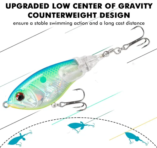 Miniatura 3 de TRUSCEND PoPobait con ganchos BKK, señuelos de pesca para lubina, lucio, lucio, perca almizclada, señuelo flotante para agua dulce o salada