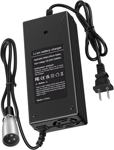 Cargador XLR macho de 42V 2A de 3 pines para Razor MX500, MX650, GT GT750, Izip I600 I750 I1000 Mongoose M750, Currie, Schwinn S1000, S600, ST1000,